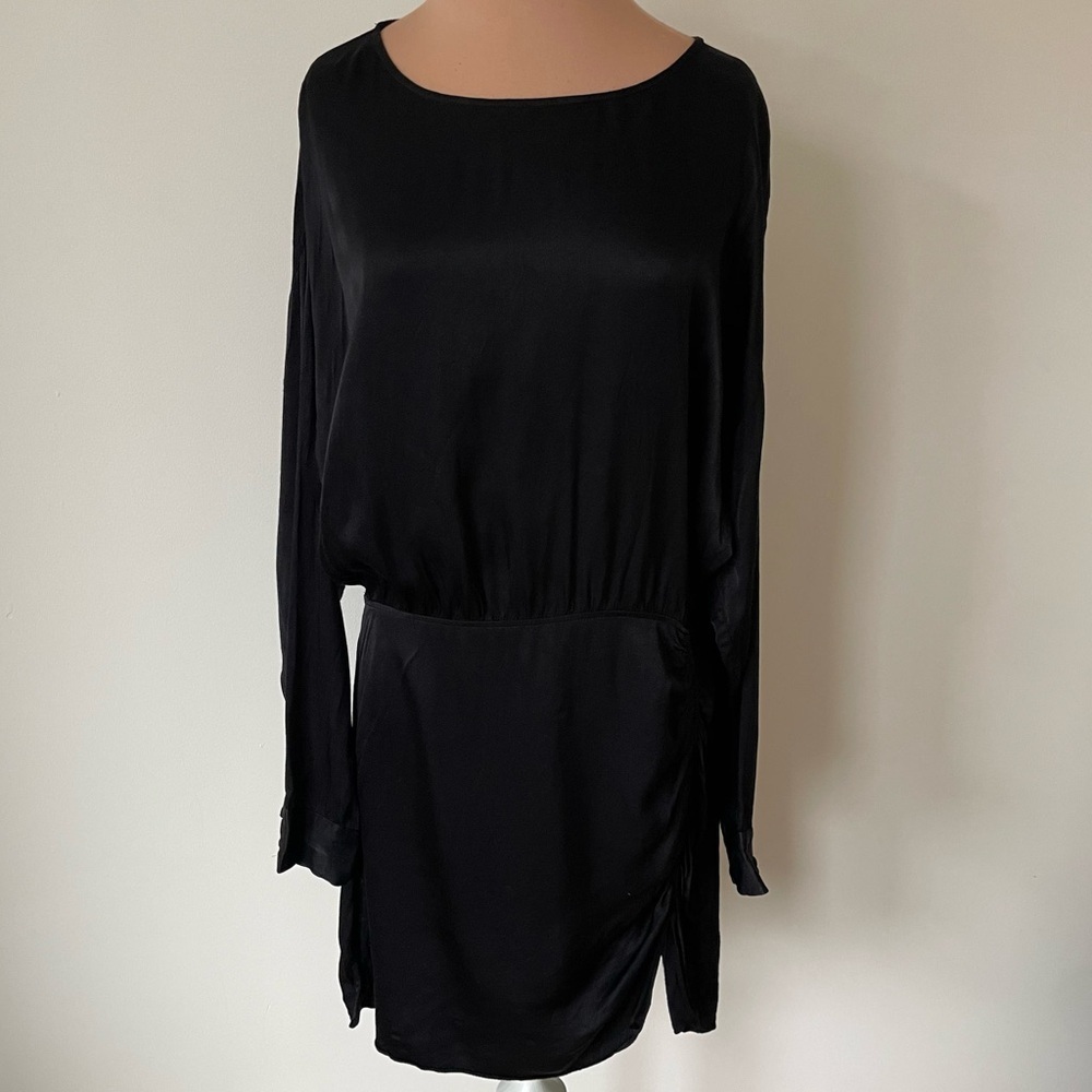& Other Stories Viscose Black Long Sleeve Open Back Mini Dress EUC Size Large